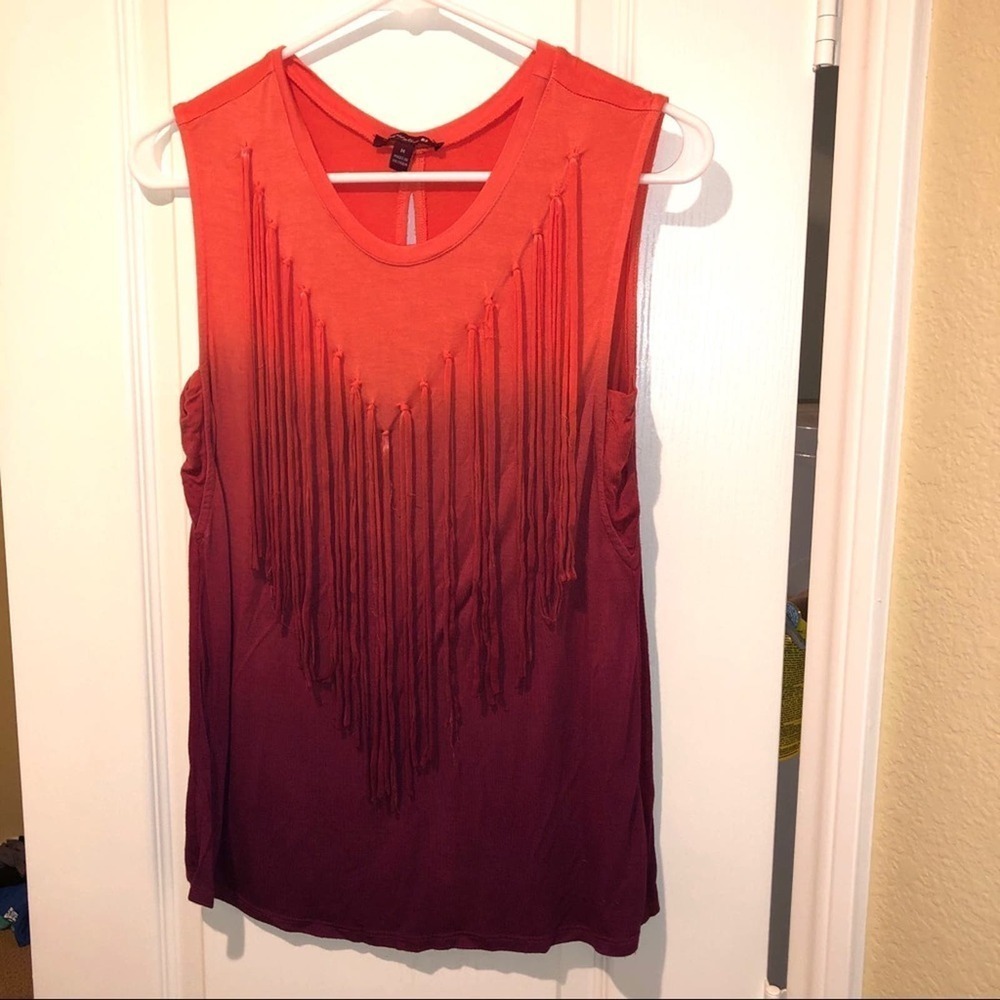 Ombré Fringe Tank Orange Magenta Sunset Fade